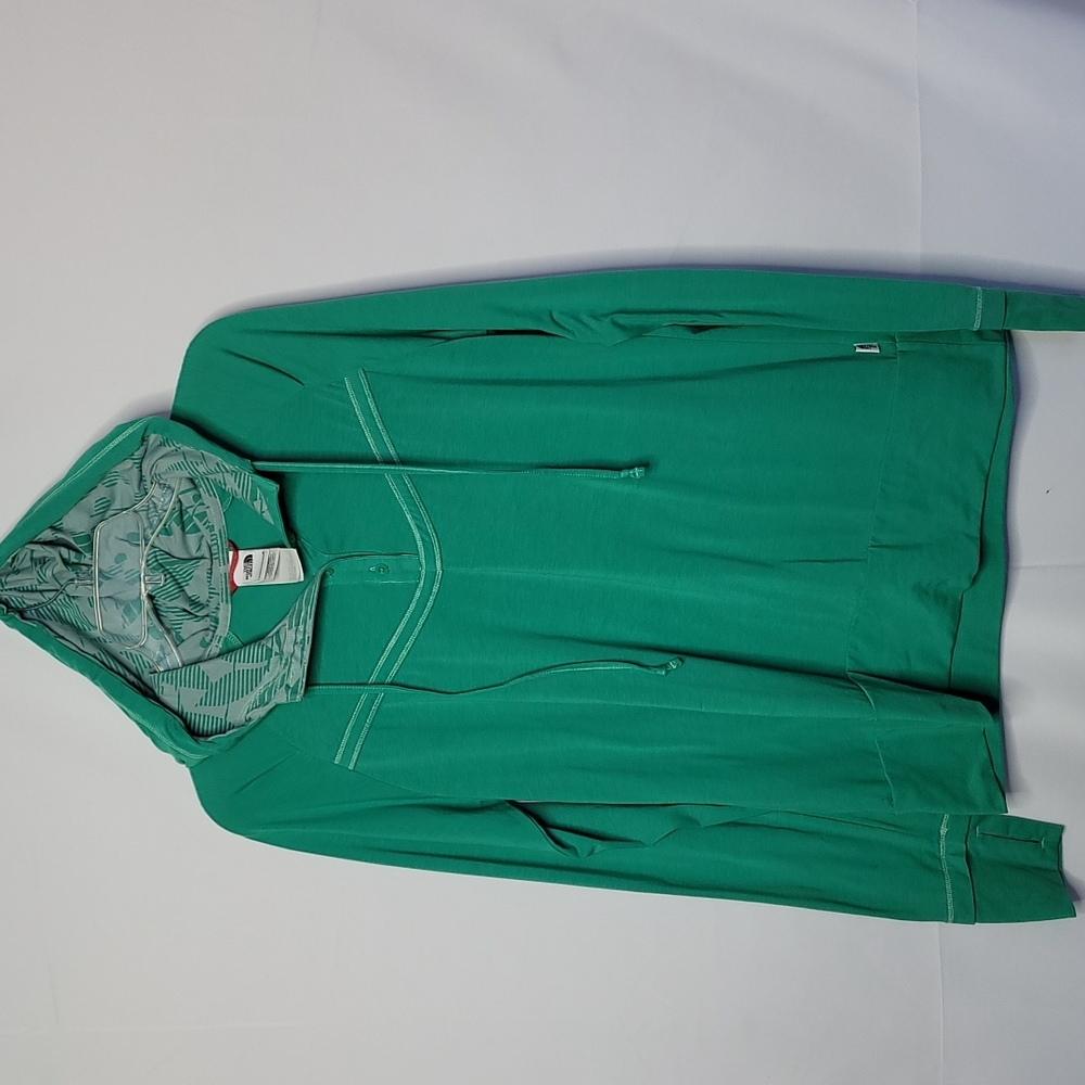 The North Face quarter button down hooded hoodie green pullover shirt sw…